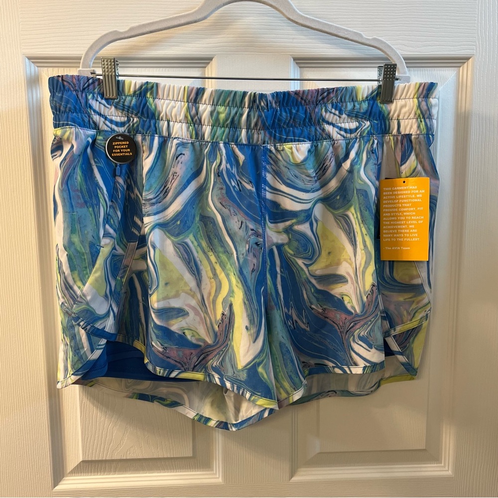 Avia Blue and Yellow Athletic Shorts Dynamic Design
